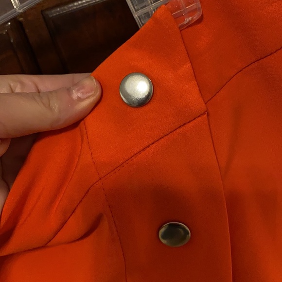 COPY - Bright Orange GB mini skirt with silver buttons - Picture 2 of 4
